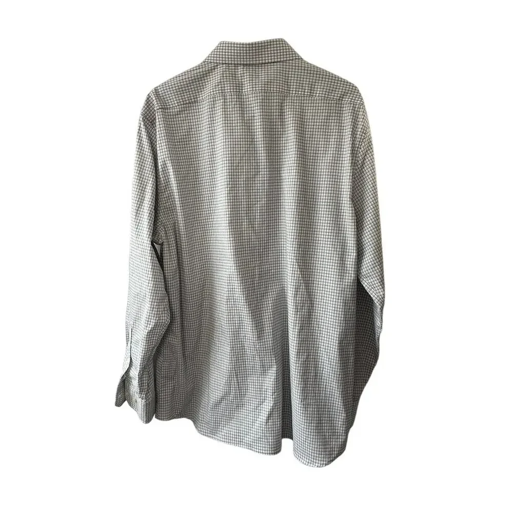 Banana Republic Wrinkle Resistant Slim Fit Gray Check Button Down Shirt XL